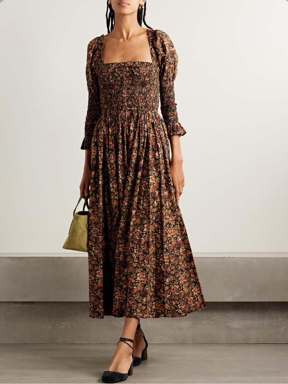 SOLD DÔEN Bijou Dress Noir Rêve des Jardins Floral Organic Cotton - Picture 6 of 11